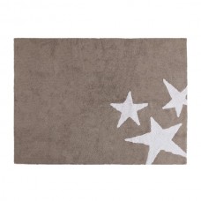 Cotton rug 3 stars : Taupe - White