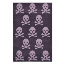Wool Rug Skull : Grey - Light Grey