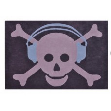 Wool Rug : Big Skull Blue headphone