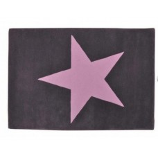 Wool Rug Star : Dark Grey - Pink