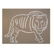 Linocut " Tiger stalking " by Jane Bristowe- Limited edition x/75. Framed