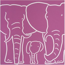 Linocut " Elephant's family " by Jane Bristowe - Limited edition on 50. Framed