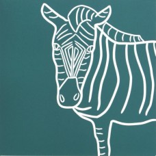 Linocut " Zebra " by Jane Bristowe - Limited edition on 50. Framed